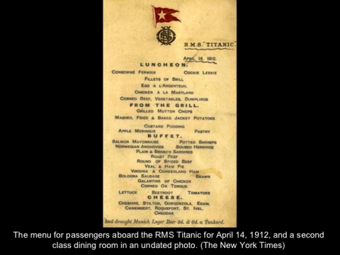 TITANIC MENU